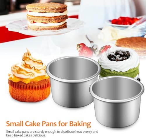 2Inch Cake Pan Set of 4, Nonstick Stainless Steel Smash Cake Pans