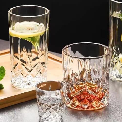 Qipecedm Drinking Glasses, 8 Piece Crystal Glass Cups, Mixed Glassware