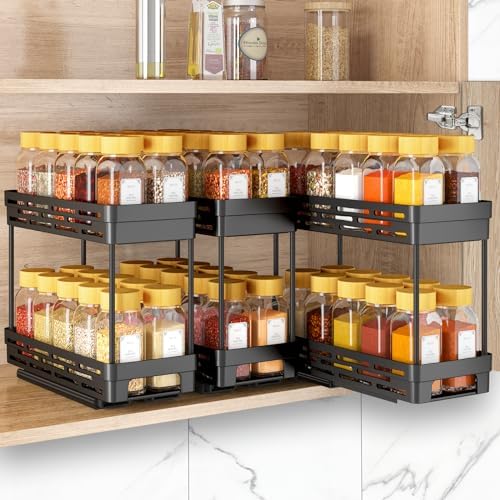 Pull Out Spice Rack Organizer for Cabinet, 3 Packs Slide Out Spice