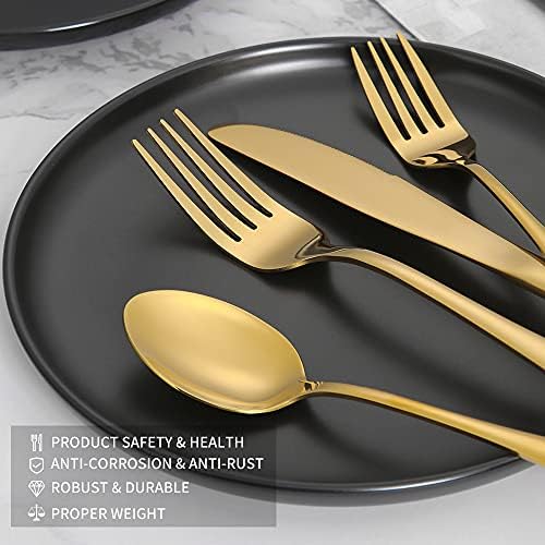 Gold Silverware Set 40 Piece, Flatware Cutlery Set For 8, Stainless