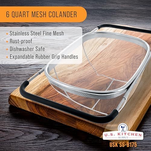 U.S. Kitchen Supply Stainless Steel Colander, 6-Quart
