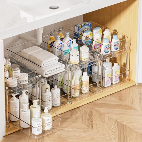 Vtopmart 4 Pack Bathroom Storage Organizer and 4Pack Large Stackable