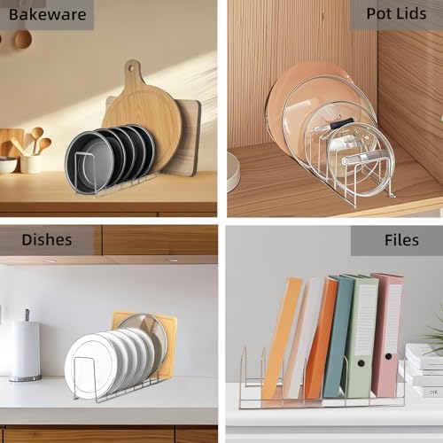 2 Pcs Pot Lid holders, Stainless Steel Dish Plate Rack for Pots & Pans