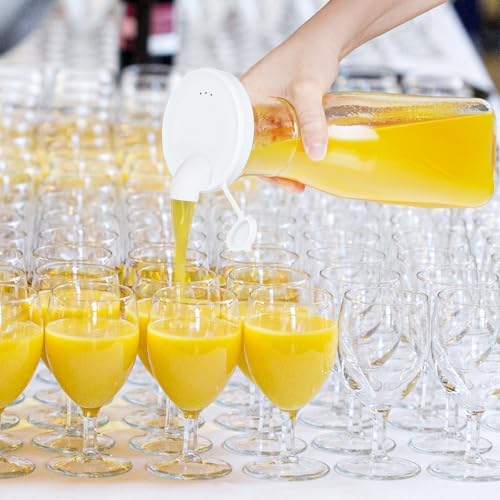 4 Pack Glass Carafe, 1 Liter Carafe for Mimosa Bar, Square Glass