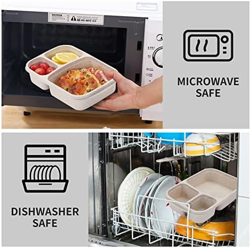 buluker 4 Pack Bento Lunch Box Set 3 Compartment Food Storage