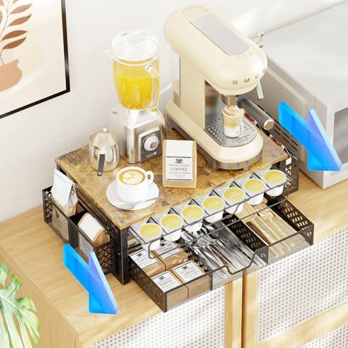 Simple Trending Coffee Pod Holder, 2 Tier Sliding Storage Drawer