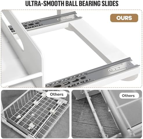 Under Sink Organizer Upgrade To Professional Rails,2-Tier Dual Pull