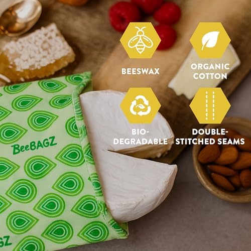BeeBAGZ 3 Pack Beeswax Wrap Storage Bags, 2 Sizes