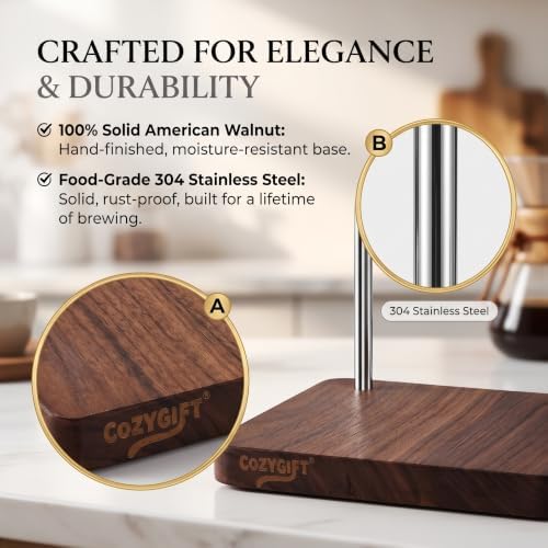 Pour Over Coffee Maker Stand with American Black Walnut Base