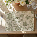 JINCHAN Sliva Linen Floral Placemats Set of 4 Farmhouse 13x19 Sage