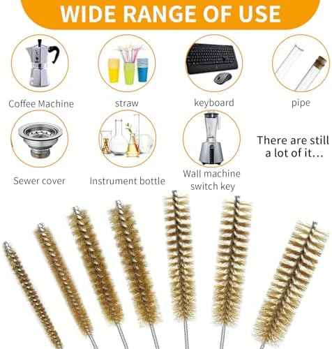7 Pcs Brass Brush Set, 12'' Long Handle Pipe Cleaner Brush for Deep