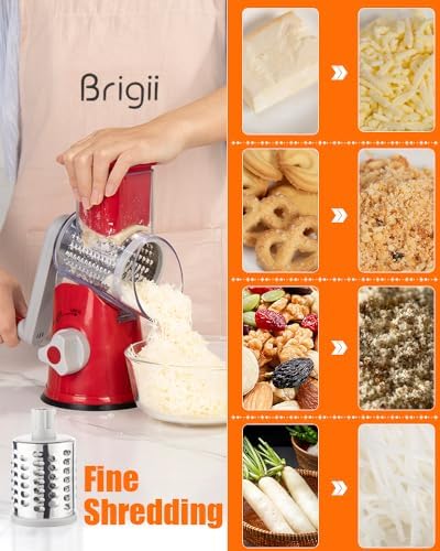 Brigii Rotary Cheese Grater, 3 Drum Blades
