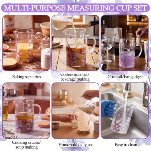 Zhehao Glass Measuring Cup, 16 oz/2 cup/500ml Easy to Read, Lilac