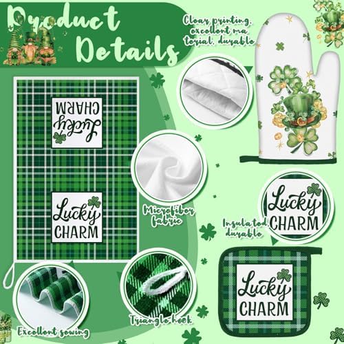 Bencailor 6 Pcs St. Patrick's Day Kitchen Decor Set Kitchen Towels