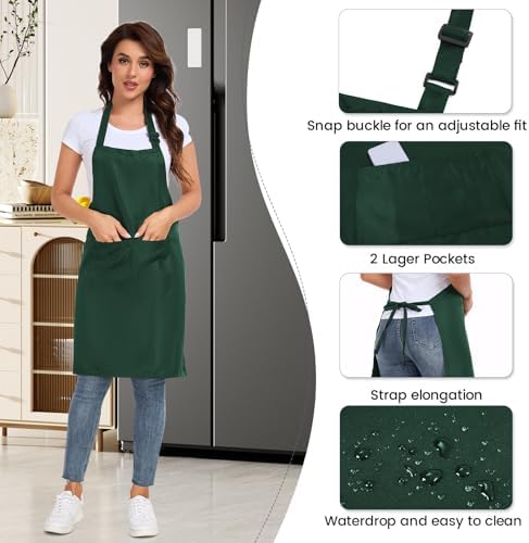 2 Pack adjustable apron with 2 pockets for men and women, waterproof