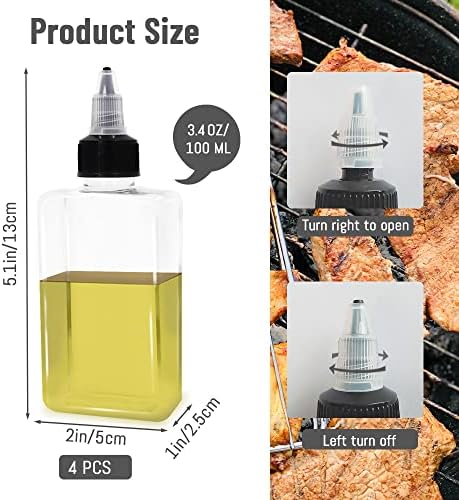 LELE LIFE 4Pcs Small Oil Dispenser Bottle for Camping, 3.4oz