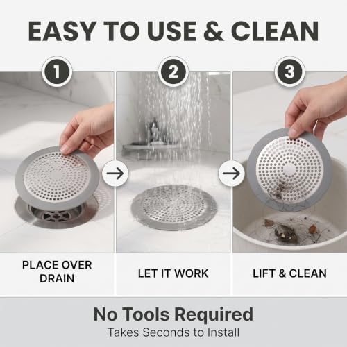 2PCS Shower Drain Hair Catcher, Weighted Metal Bathtub Drain Strainer