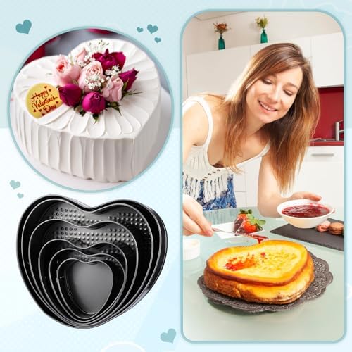 Zhehao 6 Pcs Heart Shaped Cake Pans Heart Springform Cake Mold