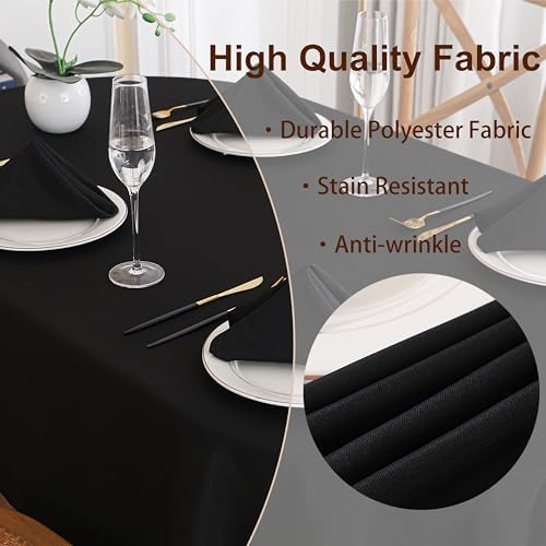 Black Oval Tablecloth, 52 x 70 Inch, Stain and Wrinkle Resistant