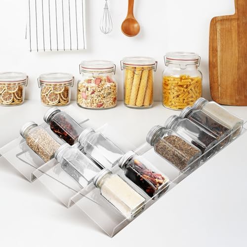 MAGICLULU 4pcs Expandable Acrylic Spice Rack Organizer for Cabinet