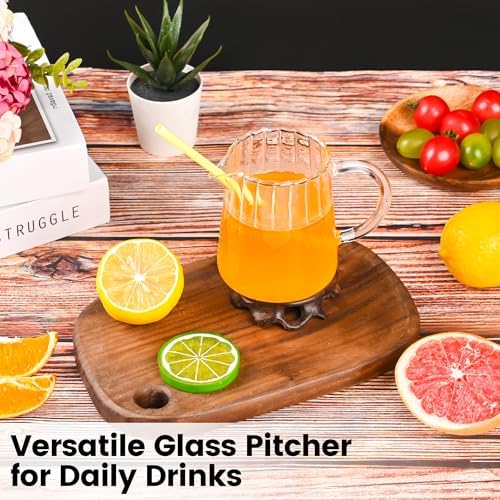 2 Pack Small Glass Pitcher 8.5 Oz, Mini Creamer Pitcher for Coffee