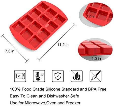 2 Pack Silicone Brownie Pans, 12-Cavity Nonstick Brownie Molds