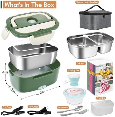 AOSION 80W Electric Heated Lunch Box, 1.5L