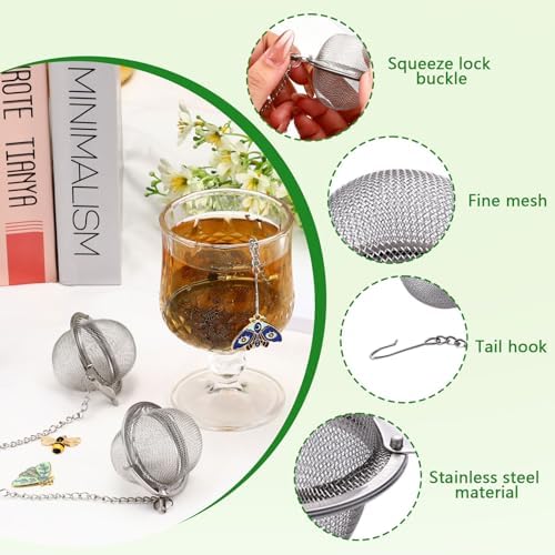 6 Set Tea Infuser for Loose Leaf Tea with Butterfly Bee Charm Pendant