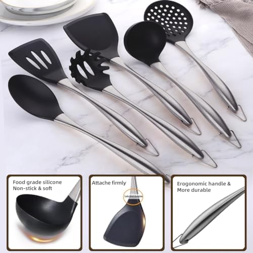 Kitchen Utensils Set, Large Non-stick Silicone Cooking Utensils Set 6