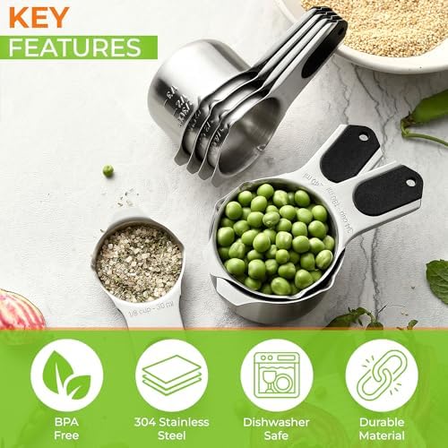 Spring Chef Magnetic Stainless Steel Measuring Cups Set of 7 Patented