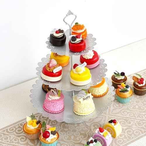 11Pcs Silver Cake Stand Set, Metal Dessert Table Display Set