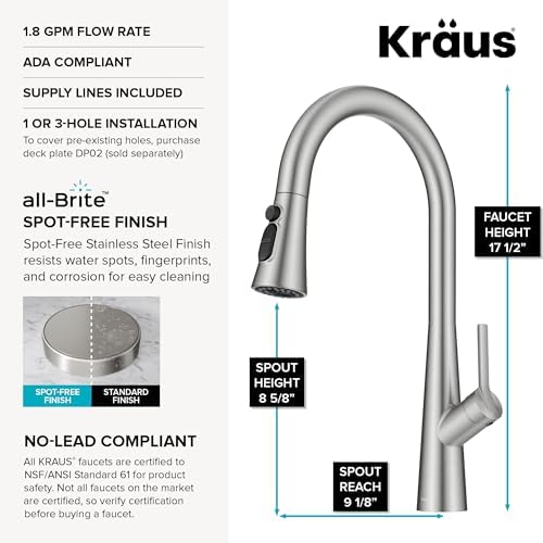 KRAUS 17 in Stainless Steel Pull Down Kitchen Faucet