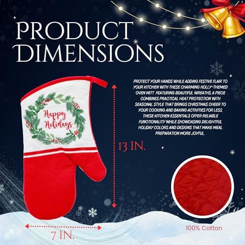 6-Piece Happy Holidays Kitchen Set, 2 Towels 2 Pot Holders Oven Mitt
