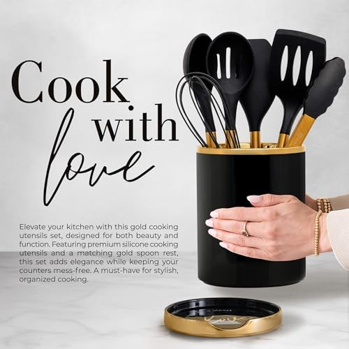 Styled Settings Black and Gold Kitchen Utensil Set, 8-Piece