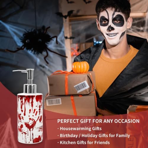 JarThenaAMCS Halloween Soap Dispenser Bloody Handprint Glass Dispenser