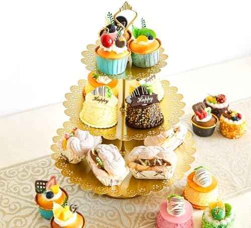 11 Pcs Gold Dessert Table Display Set, Metal Cake Stand Platters