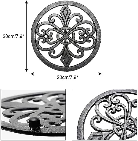 Sungmor Heavy Duty Cast Iron Trivet – 8 Inch Round Metal Hot Pot