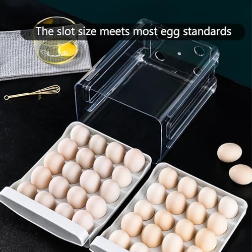 Egg Holder 40 Grids Egg Storage Drawer Container for Fridge Clear