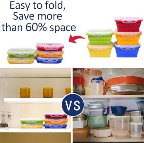 5 Pack Collapsible Silicone Food Storage Containers with