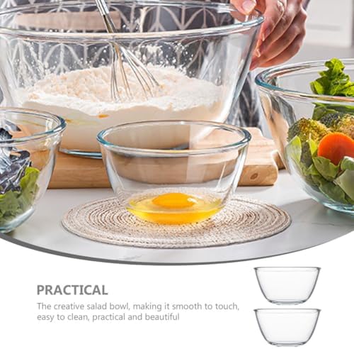 2pcs Glass Mixing Bowl Set 500ml for Salad and Vegetables Xmas