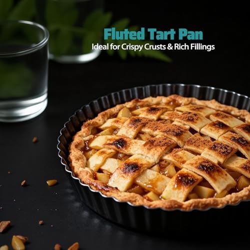 2 Pack Tart Pan, 9 Inch Tart Pan with Removable Bottom, Quiche Pie Pan