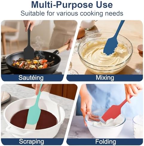 4 Pcs Silicone Spatula, 11.4 In, 600°F Heat Resistant (Multicolor)