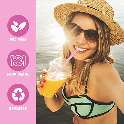 Prasacco 4 Sets Silicone Reusable Straws with Case - Foldable