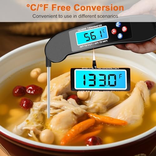 2PCS Digital Talking Food Thermometer, Waterproof
