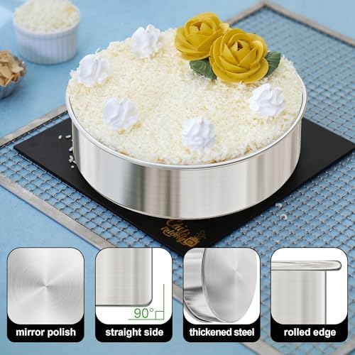 7 Inch Round Cake Pans, 3PCS Stainless Steel Cake Pan &100 Parchment