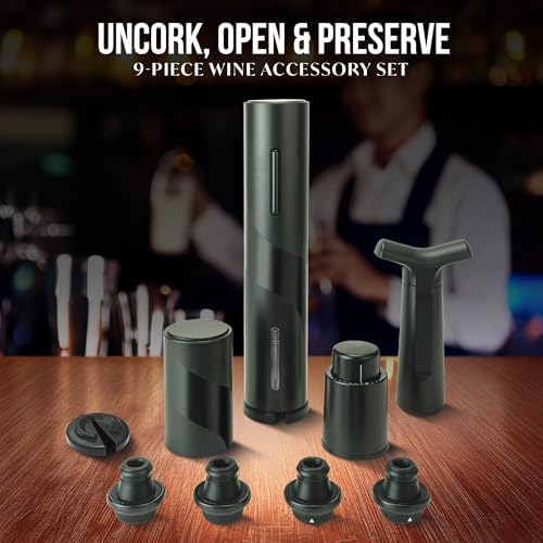 Electric Wine Bottle Opener Set, Beer Opener & Wine Stoppers, Battery