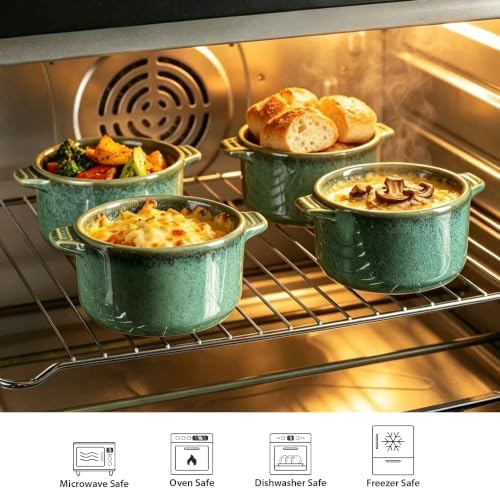 Henten Home Ceramic 8.5 oz Mini Cocotte, Casserole with Lid Set of 4