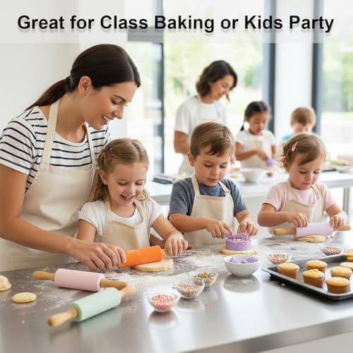 10-Pack 9" Kids Silicone Rolling Pins for Baking & Play