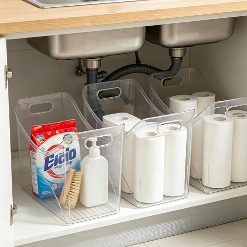 3 Pcs Freezer Organizer Bins with Handle 13"x6"x9" Tall Narrow Kitchen