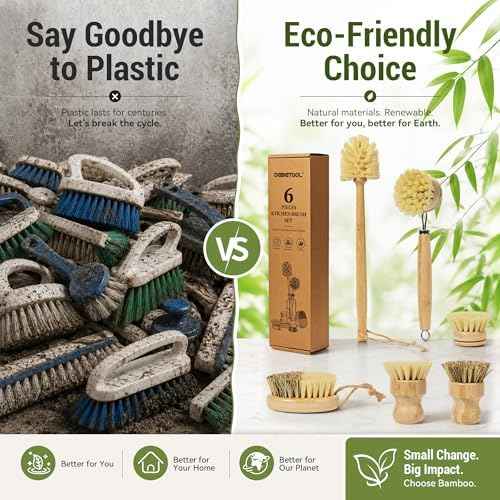 DEBETOOL 6-Piece Bamboo Dish Brush Set